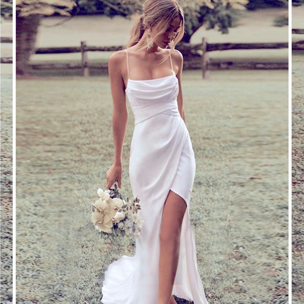 Sheath/Ruched Spaghetti Straps Sleeveless Sweep/Brush Train Wedding Dress